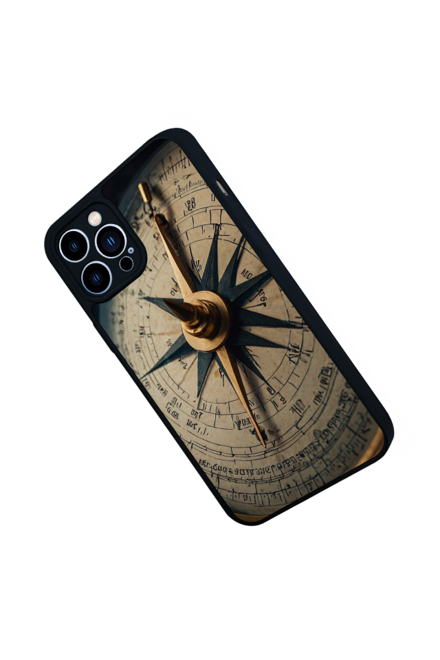 iPhone 12 Pro Max Uyumlu Pusula Tasarımlı Glossy Premium Kılıf