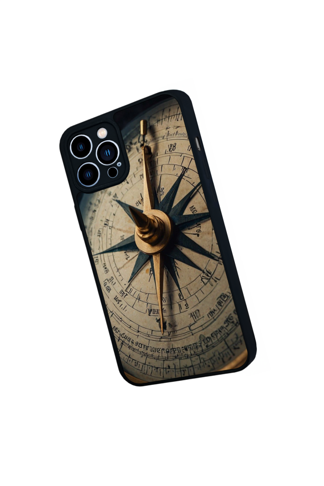 iPhone 12 Pro Max Uyumlu Pusula Tasarımlı Glossy Premium Kılıf