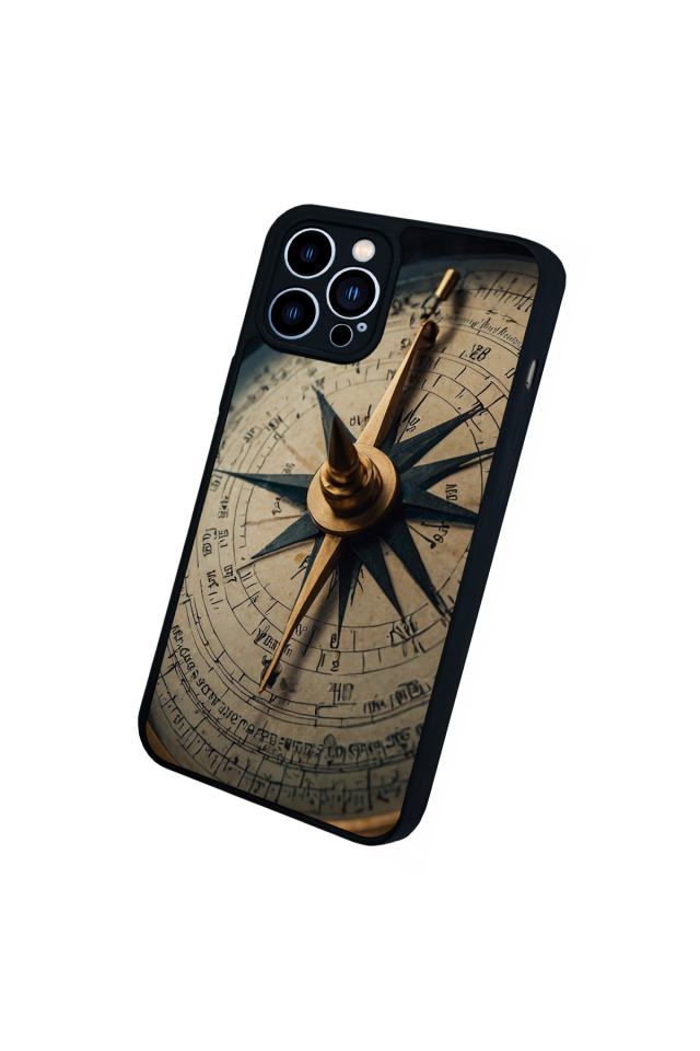 iPhone 12 Pro Max Uyumlu Pusula Tasarımlı Glossy Premium Kılıf