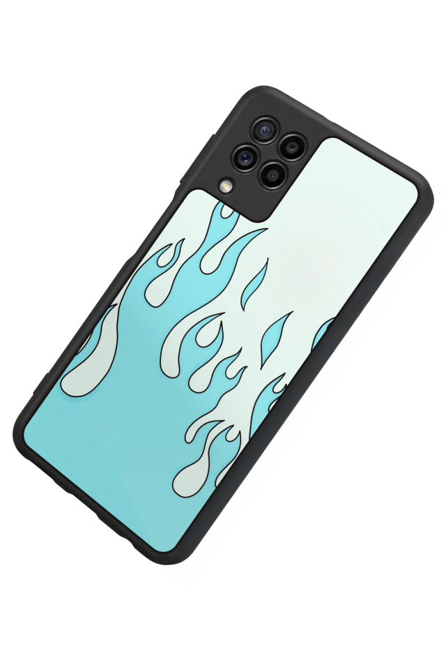 Samsung Galaxy M32 Uyumlu Retro Flame Patterns Tasarımlı Glossy Premium Kılıf