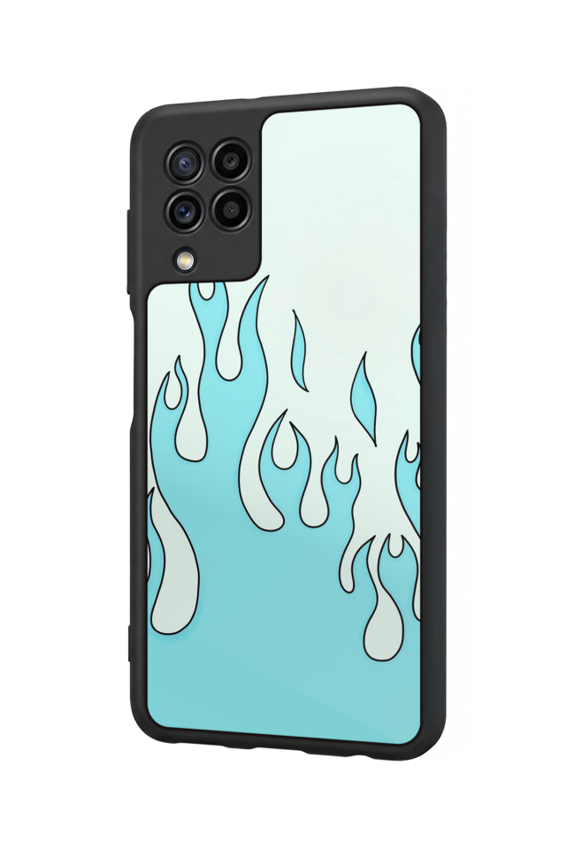 Samsung Galaxy M32 Uyumlu Retro Flame Patterns Tasarımlı Glossy Premium Kılıf