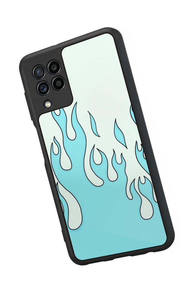 Samsung Galaxy M32 Uyumlu Retro Flame Patterns Tasarımlı Glossy Premium Kılıf