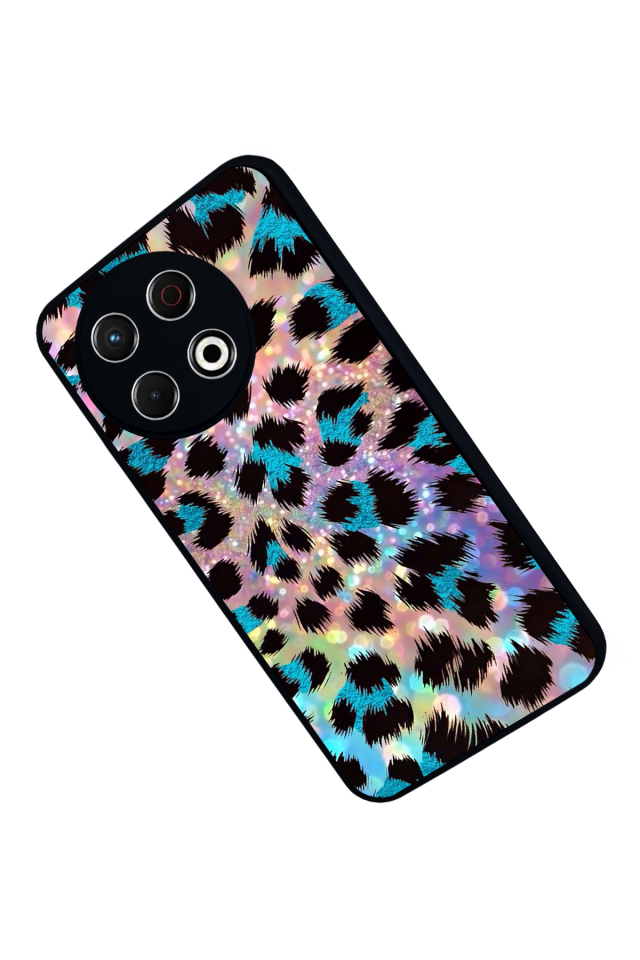 Tecno Spark 30 Pro Uyumlu Hologram Leopar Tasarımlı Glossy Premium Kılıf