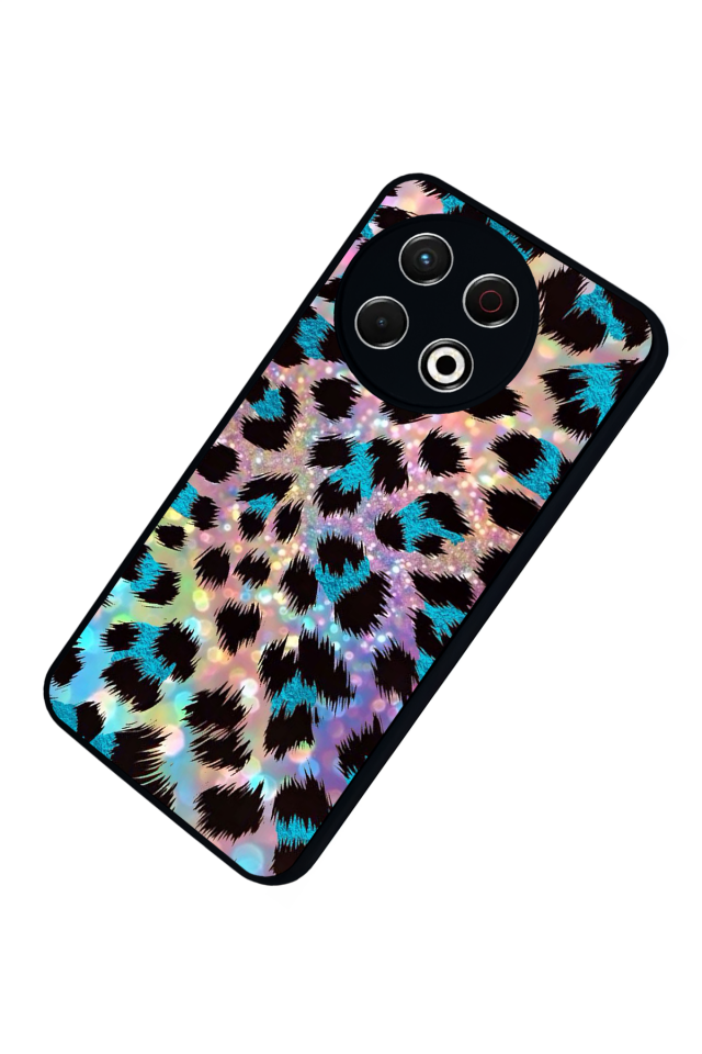 Tecno Spark 30 Pro Uyumlu Hologram Leopar Tasarımlı Glossy Premium Kılıf