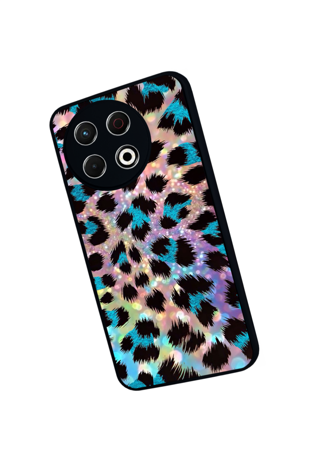 Tecno Spark 30 Pro Uyumlu Hologram Leopar Tasarımlı Glossy Premium Kılıf