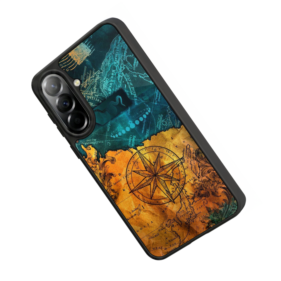 Samsung Galaxy A57 Uyumlu Pusula Tasarımlı Glossy Premium Kılıf