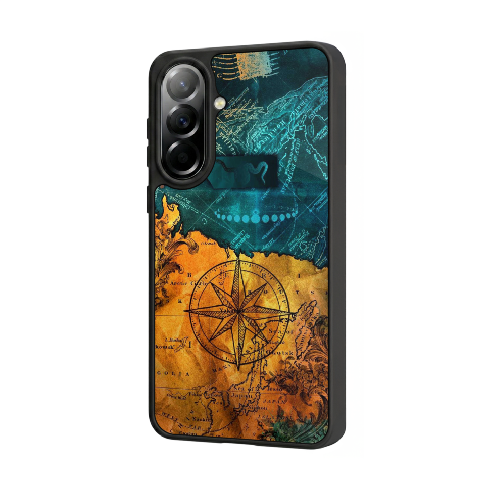 Samsung Galaxy A57 Uyumlu Pusula Tasarımlı Glossy Premium Kılıf