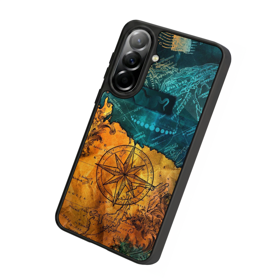 Samsung Galaxy A57 Uyumlu Pusula Tasarımlı Glossy Premium Kılıf