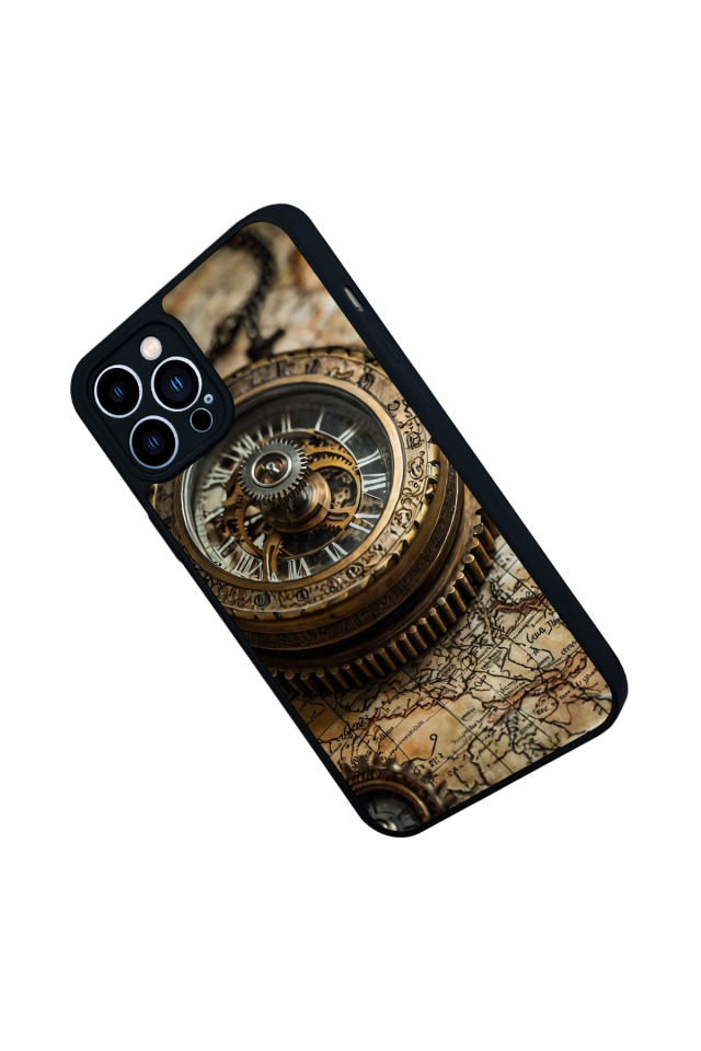 iPhone 12 Pro Max Uyumlu Pusula Tasarımlı Glossy Premium Kılıf