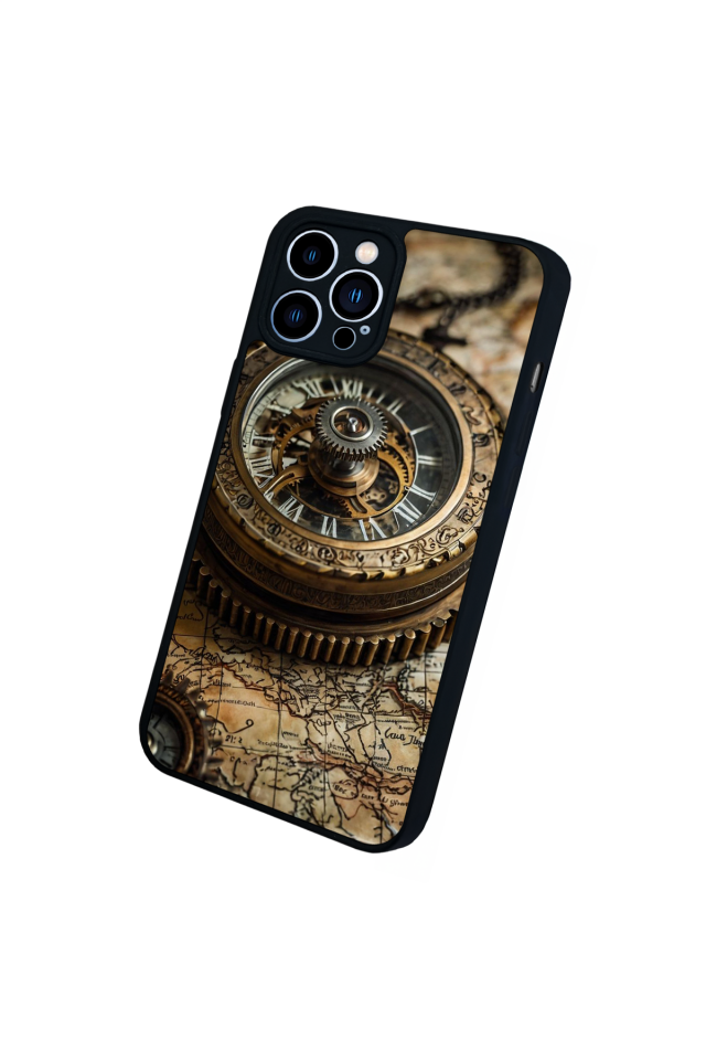 iPhone 12 Pro Max Uyumlu Pusula Tasarımlı Glossy Premium Kılıf
