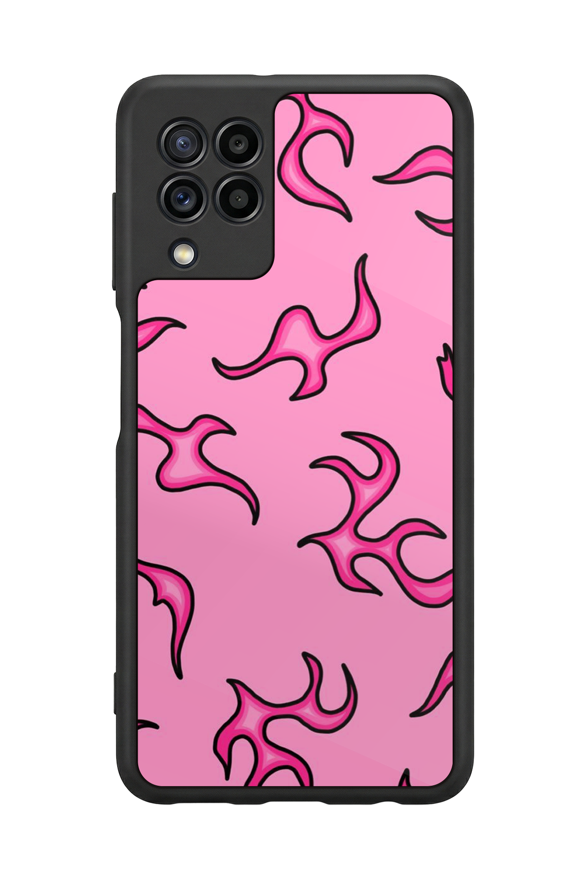 Samsung Galaxy M32 Uyumlu Retro Flame Patterns Tasarımlı Glossy Premium Kılıf