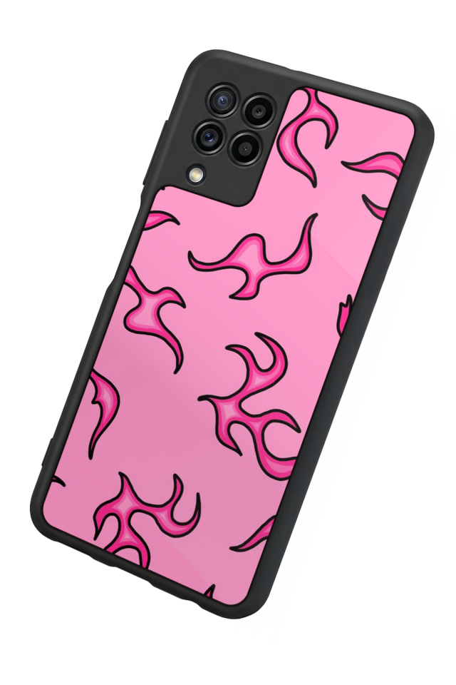 Samsung Galaxy M32 Uyumlu Retro Flame Patterns Tasarımlı Glossy Premium Kılıf