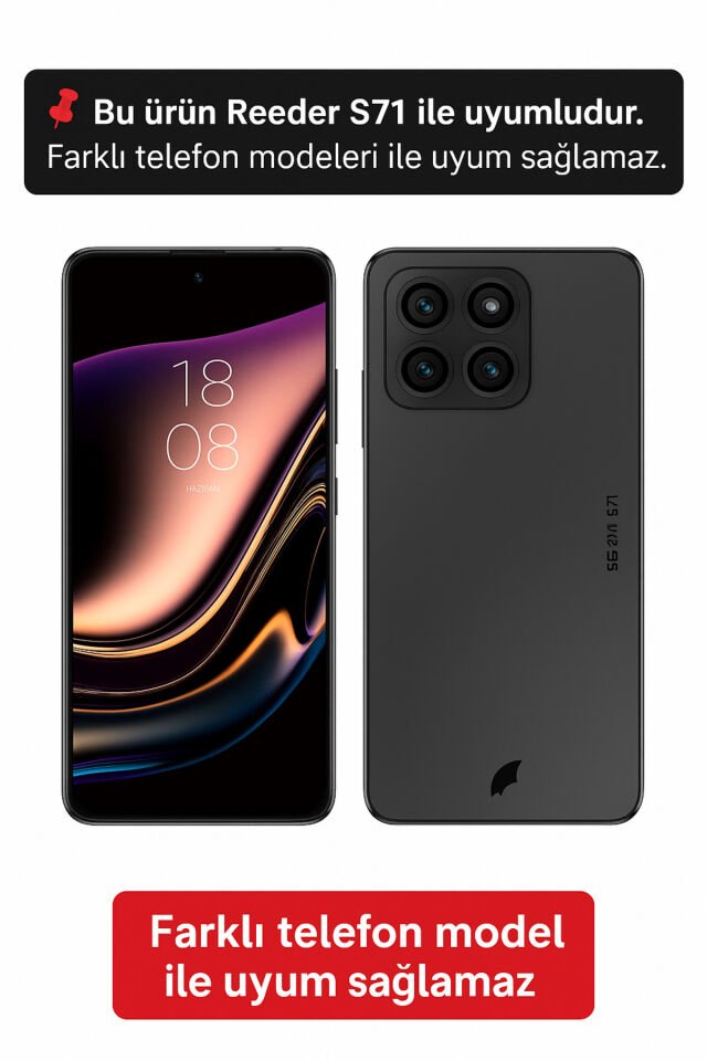 Reeder S71 Uyumlu Mat Siyah Kılıf – Yumuşak Silikon, Koruyucu, Şok Emici Kapak