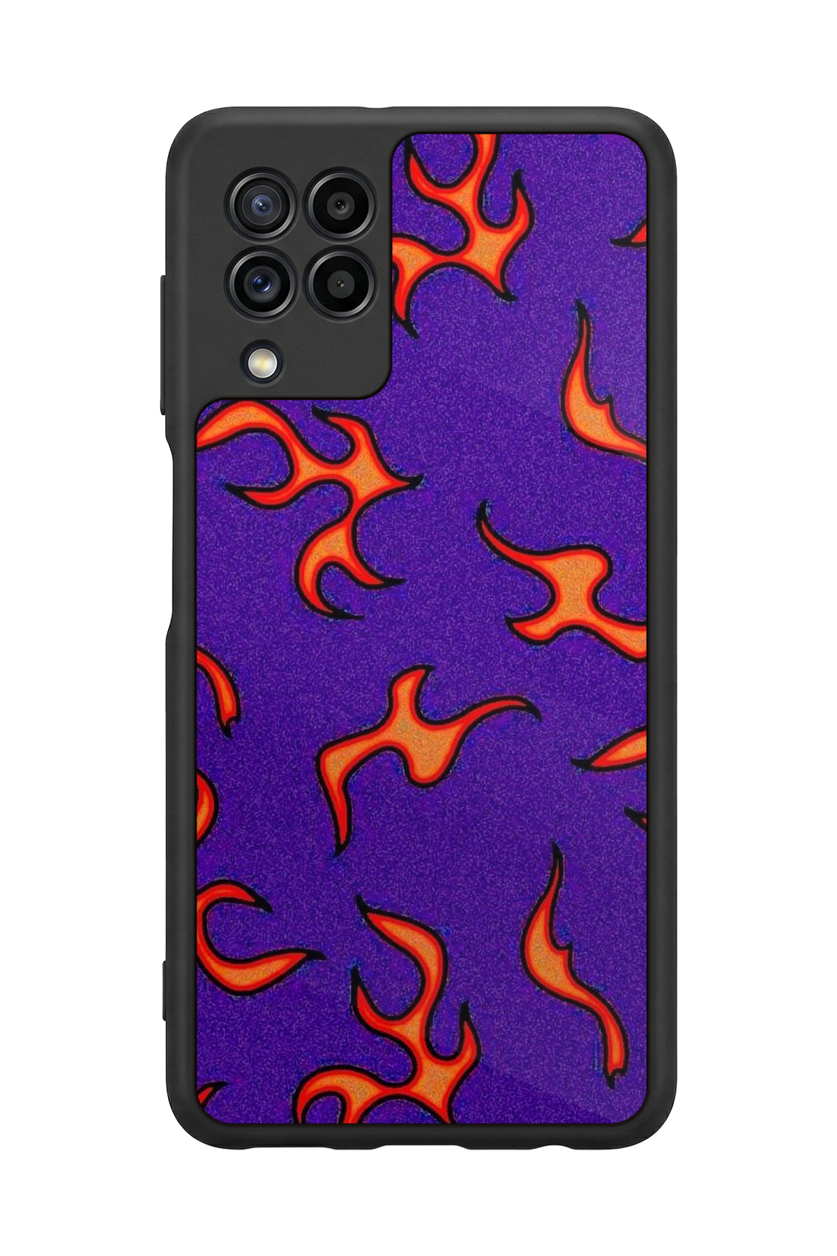 Samsung Galaxy M32 Uyumlu Retro Flame Patterns Tasarımlı Glossy Premium Kılıf