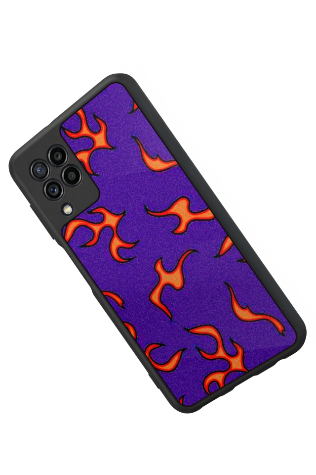 Samsung Galaxy M32 Uyumlu Retro Flame Patterns Tasarımlı Glossy Premium Kılıf