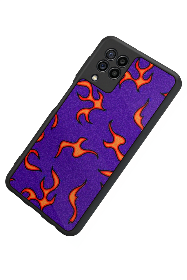 Samsung Galaxy M32 Uyumlu Retro Flame Patterns Tasarımlı Glossy Premium Kılıf