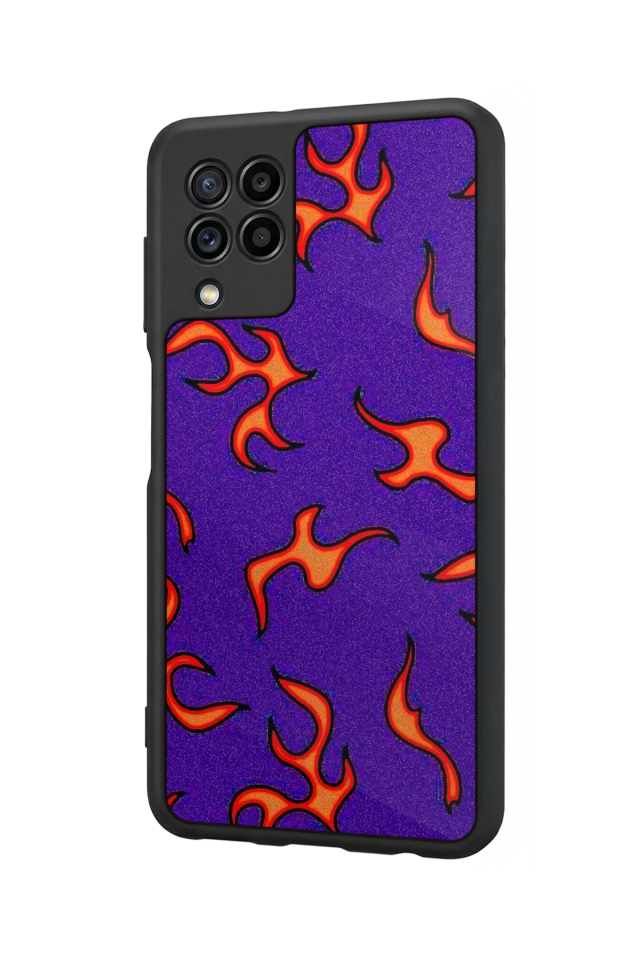Samsung Galaxy M32 Uyumlu Retro Flame Patterns Tasarımlı Glossy Premium Kılıf