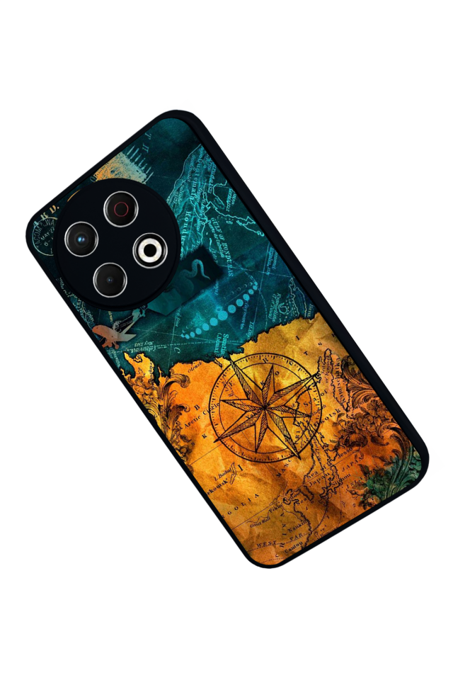 Tecno Spark 30 Pro Uyumlu Harita Tasarımlı Glossy Premium Kılıf