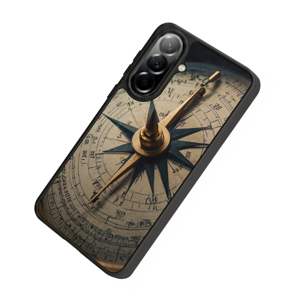 Samsung Galaxy A57 Uyumlu Pusula Tasarımlı Glossy Premium Kılıf