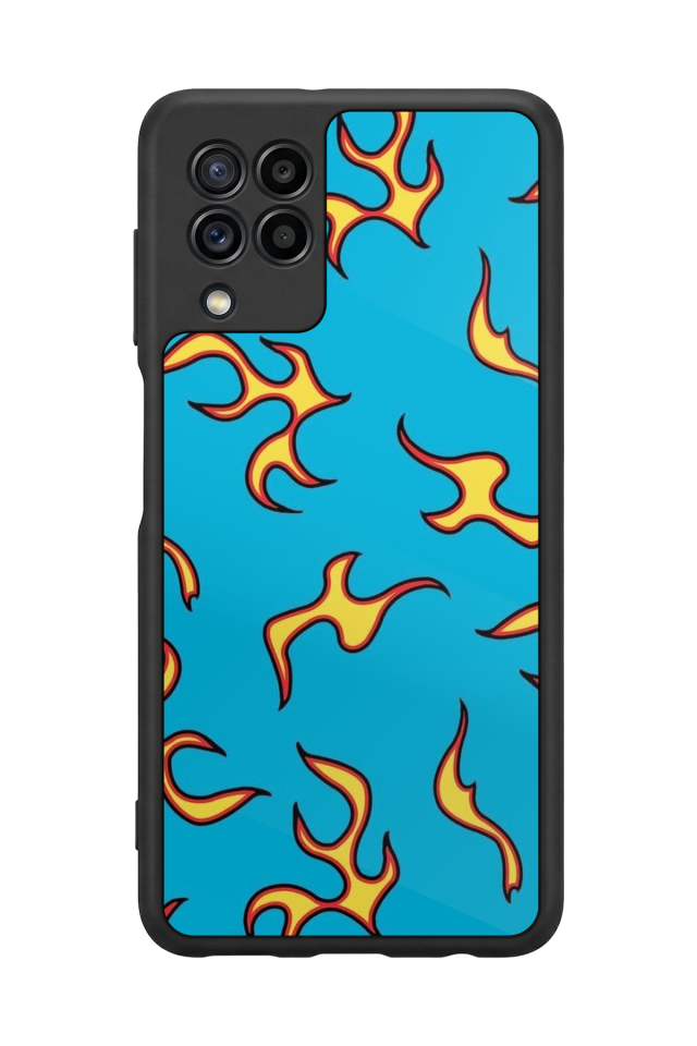 Samsung Galaxy M32 Uyumlu Retro Flame Patterns Tasarımlı Glossy Premium Kılıf