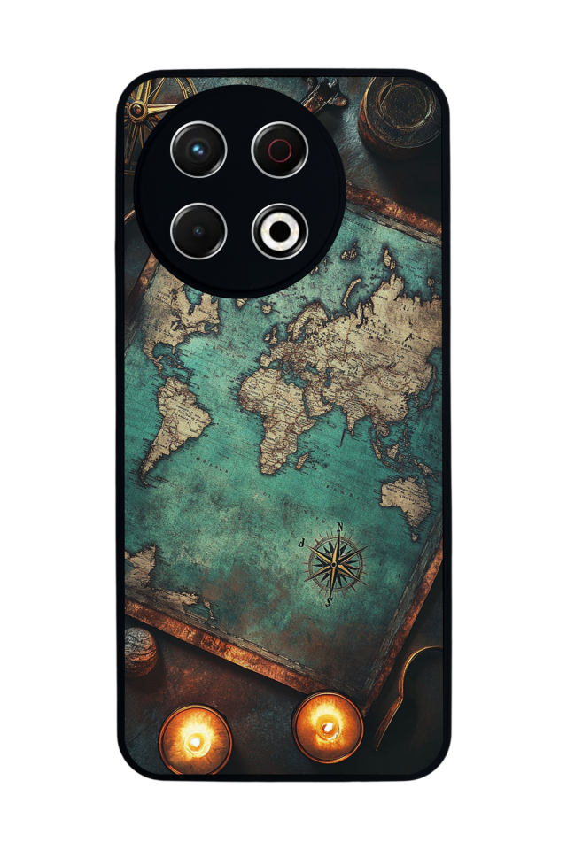 Tecno Spark 30 Pro Uyumlu Harita Tasarımlı Glossy Premium Kılıf