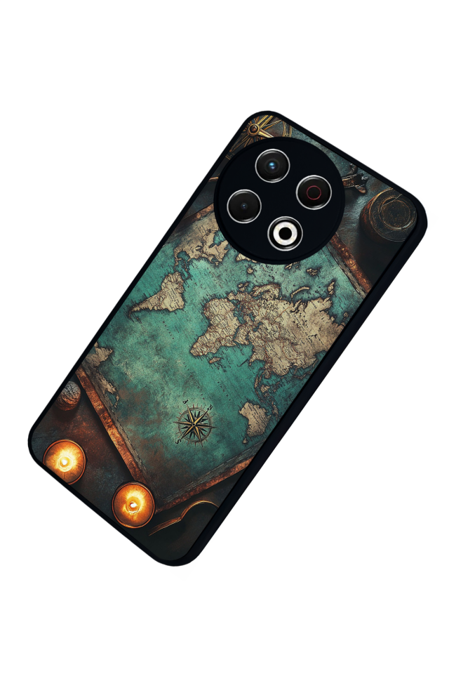 Tecno Spark 30 Pro Uyumlu Harita Tasarımlı Glossy Premium Kılıf