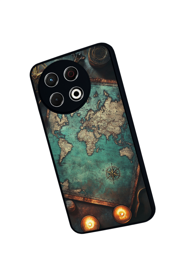 Tecno Spark 30 Pro Uyumlu Harita Tasarımlı Glossy Premium Kılıf