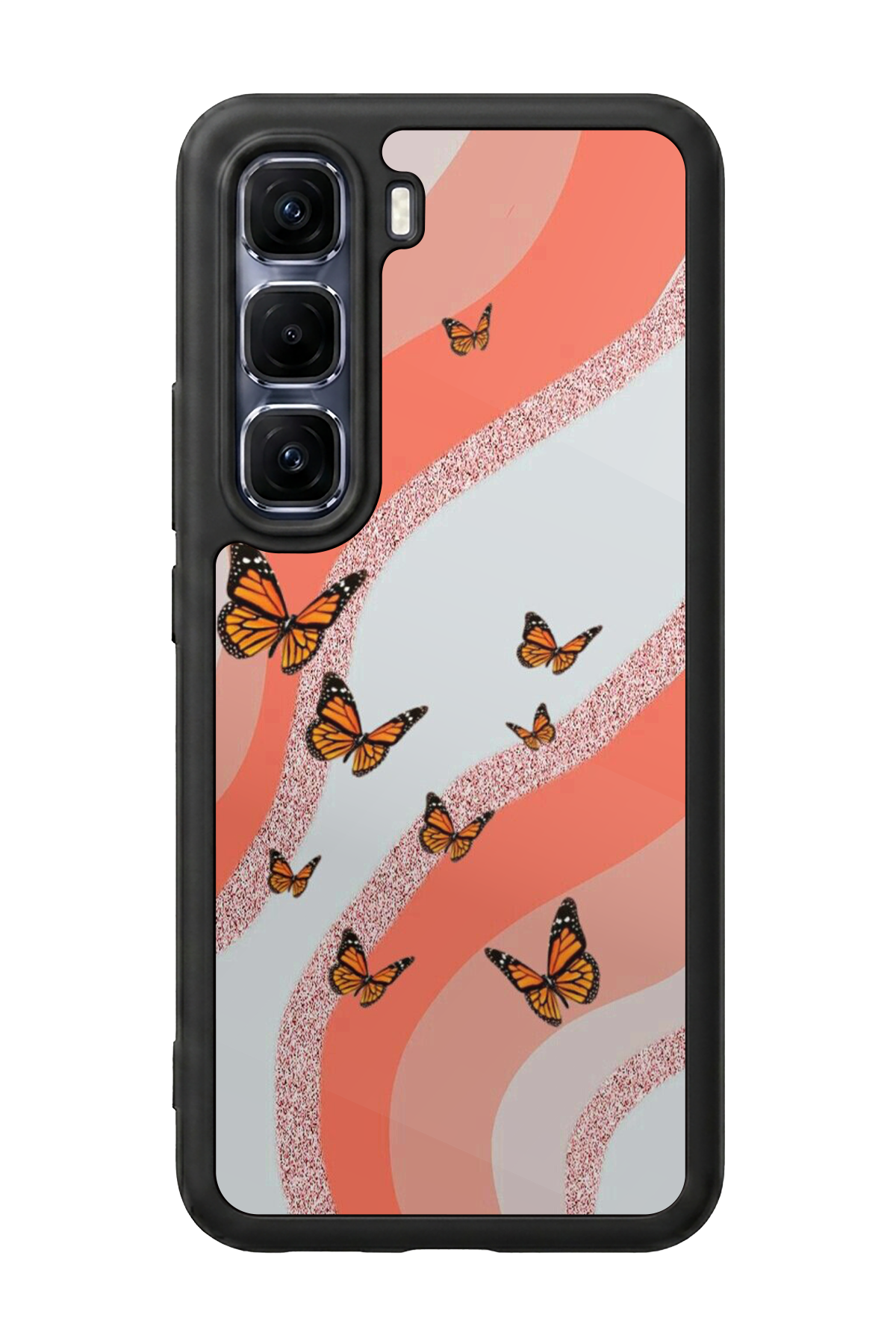 Infinix Hot 60 Pro Plus Uyumlu Kelebek Tasarımlı Glossy Premium Kılıf