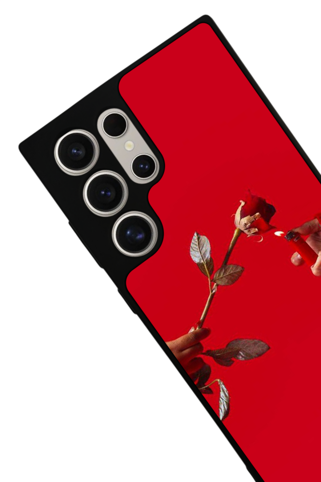 Samsung Galaxy S22 Ultra Uyumlu Kirmizi Tasarımlı Glossy Premium Kılıf