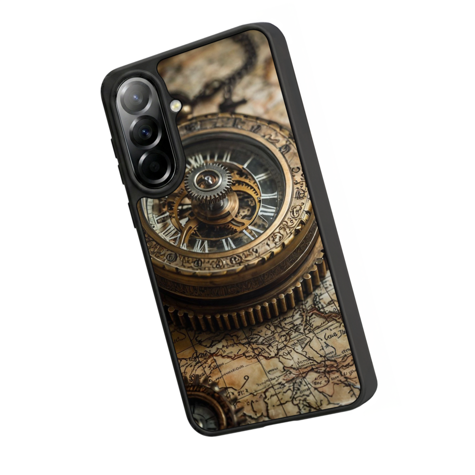 Samsung Galaxy A57 Uyumlu Pusula Tasarımlı Glossy Premium Kılıf