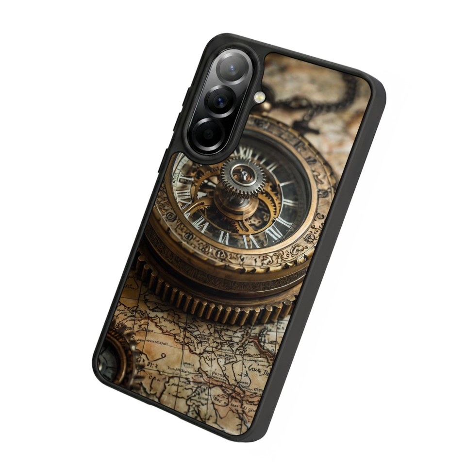 Samsung Galaxy A57 Uyumlu Pusula Tasarımlı Glossy Premium Kılıf