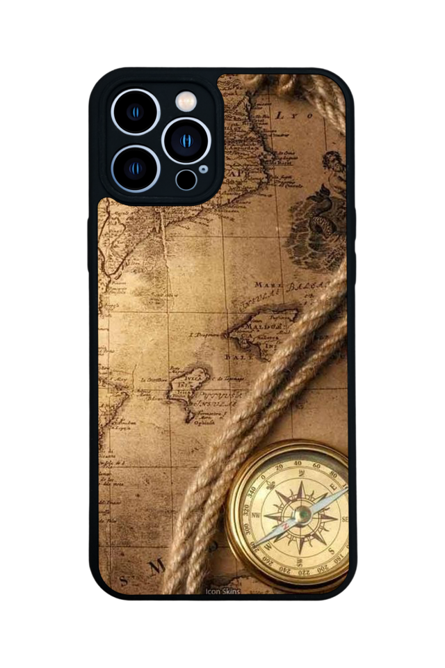 iPhone 12 Pro Max Uyumlu Pusula Tasarımlı Glossy Premium Kılıf