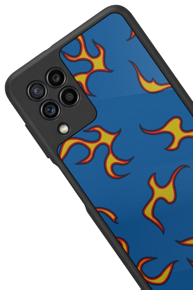 Samsung Galaxy M32 Uyumlu Retro Flame Patterns Tasarımlı Glossy Premium Kılıf