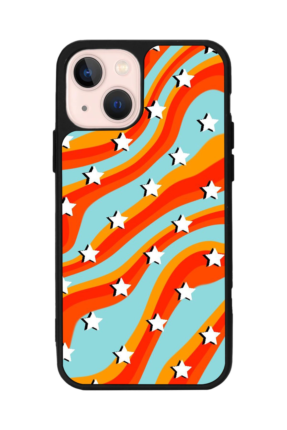 iPhone 13 Mini Uyumlu Retro Yildizlar Tasarımlı Glossy Premium Kılıf