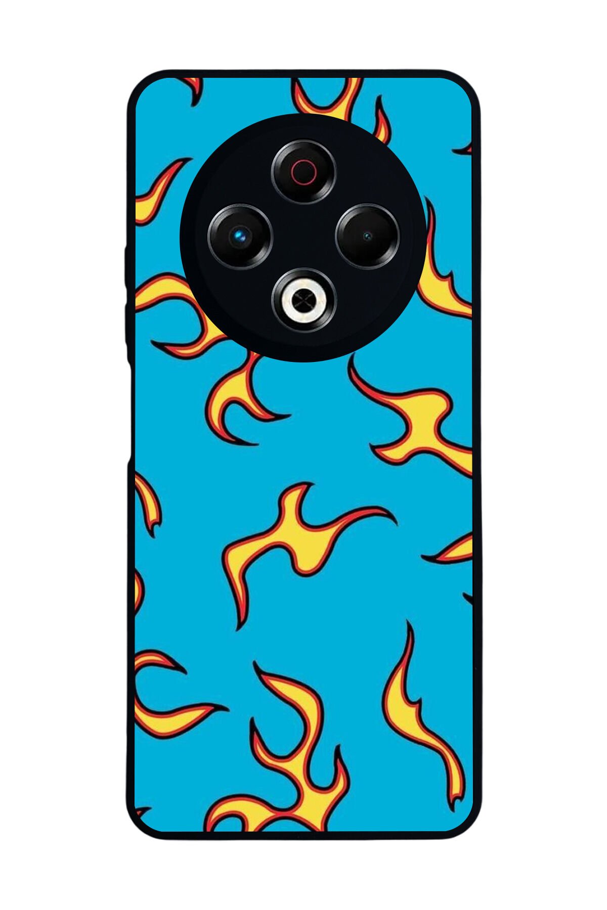 Tecno Spark 30 Uyumlu Retro Flame Patterns Tasarımlı Glossy Premium Kılıf