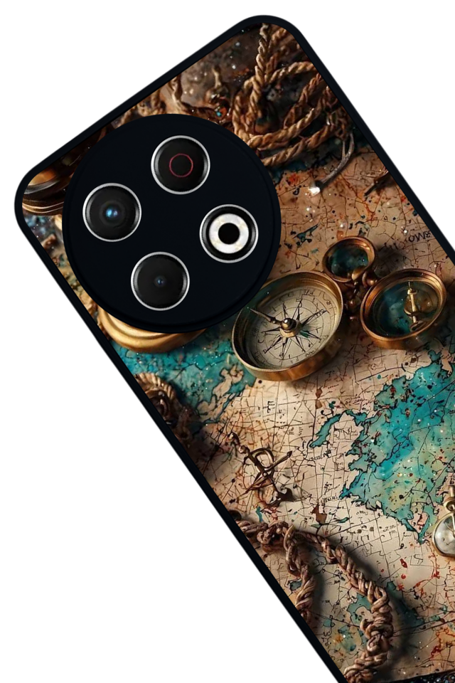 Tecno Spark 30 Pro Uyumlu Harita Tasarımlı Glossy Premium Kılıf