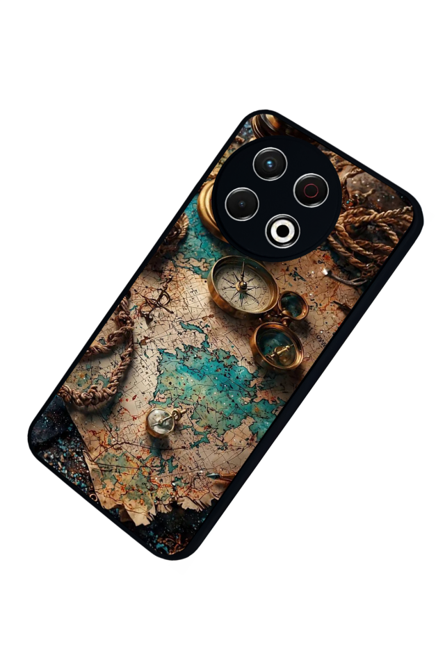 Tecno Spark 30 Pro Uyumlu Harita Tasarımlı Glossy Premium Kılıf