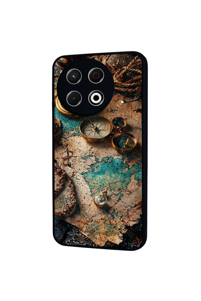 Tecno Spark 30 Pro Uyumlu Harita Tasarımlı Glossy Premium Kılıf