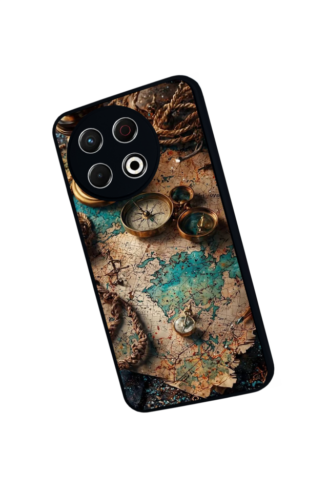 Tecno Spark 30 Pro Uyumlu Harita Tasarımlı Glossy Premium Kılıf