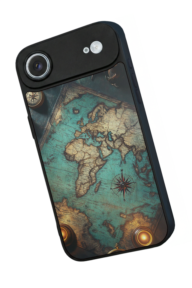 iPhone 17 Air Uyumlu Harita Tasarımlı Glossy Premium Kılıf