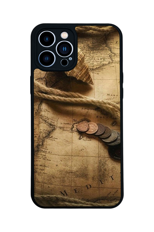 iPhone 12 Pro Max Uyumlu Pusula Tasarımlı Glossy Premium Kılıf
