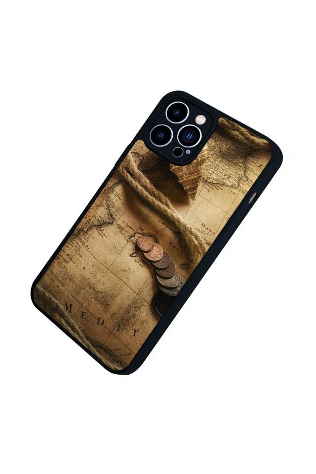 iPhone 12 Pro Max Uyumlu Pusula Tasarımlı Glossy Premium Kılıf