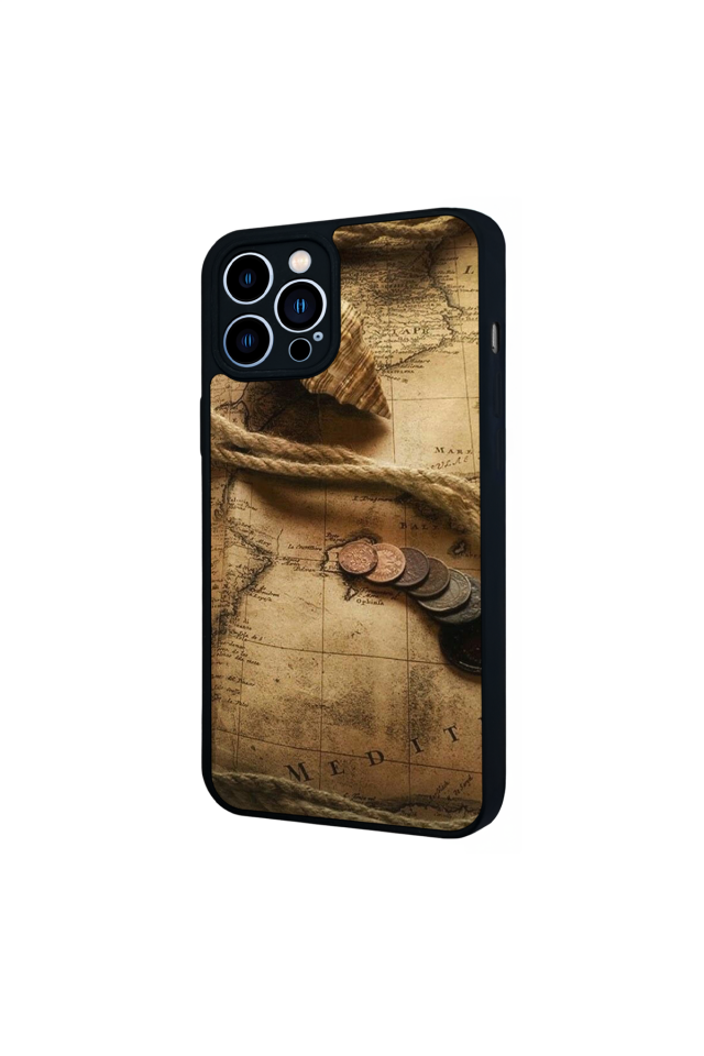 iPhone 12 Pro Max Uyumlu Pusula Tasarımlı Glossy Premium Kılıf