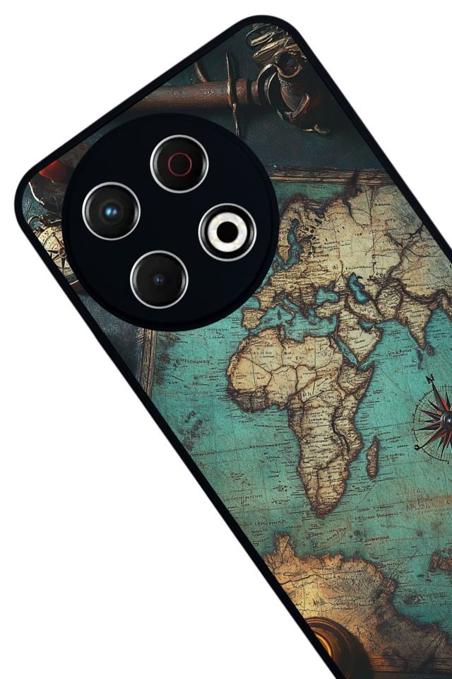 Tecno Spark 30 Pro Uyumlu Harita Tasarımlı Glossy Premium Kılıf