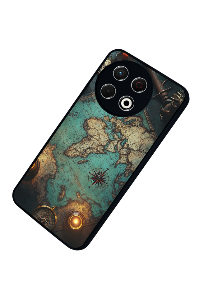 Tecno Spark 30 Pro Uyumlu Harita Tasarımlı Glossy Premium Kılıf