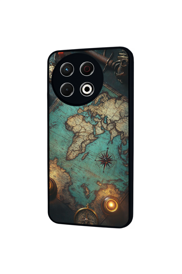 Tecno Spark 30 Pro Uyumlu Harita Tasarımlı Glossy Premium Kılıf