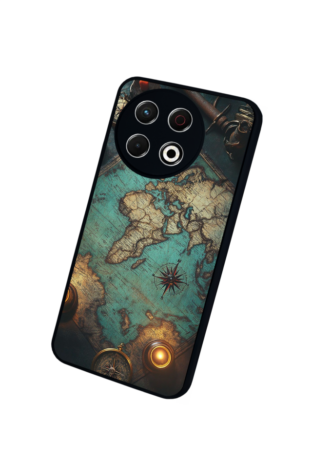 Tecno Spark 30 Pro Uyumlu Harita Tasarımlı Glossy Premium Kılıf