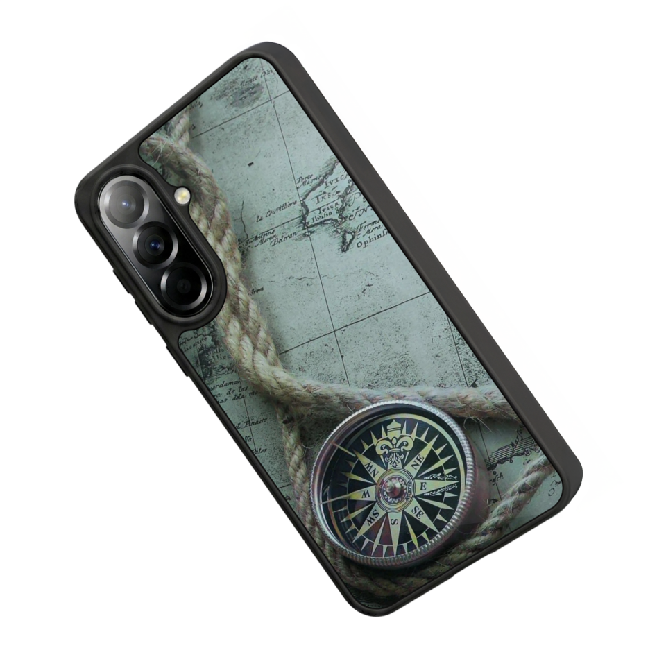 Samsung Galaxy A57 Uyumlu Pusula Tasarımlı Glossy Premium Kılıf