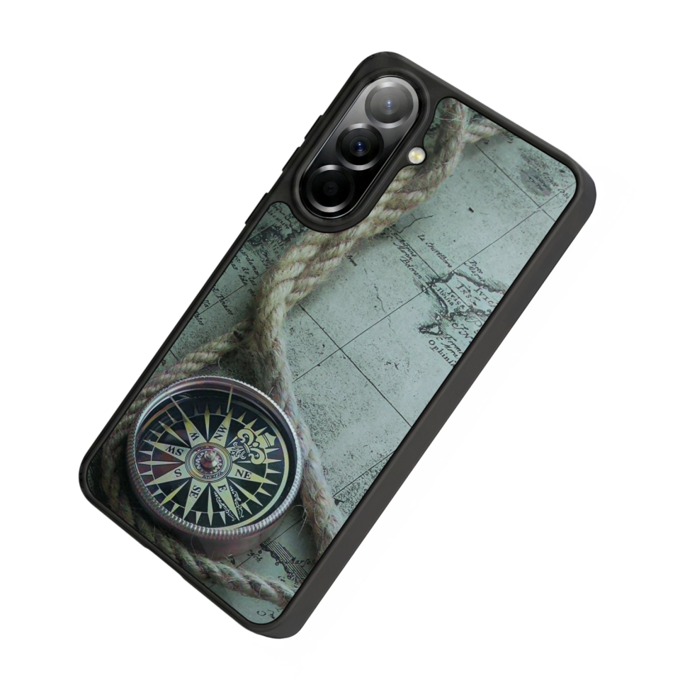 Samsung Galaxy A57 Uyumlu Pusula Tasarımlı Glossy Premium Kılıf