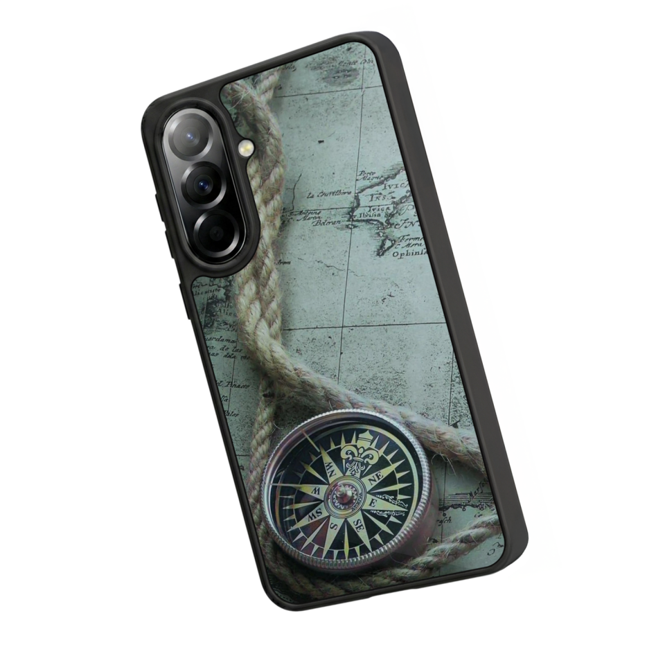 Samsung Galaxy A57 Uyumlu Pusula Tasarımlı Glossy Premium Kılıf